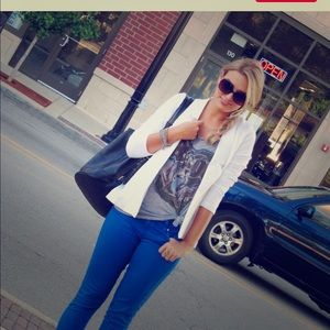 For Love of Lemons White Open Blazer